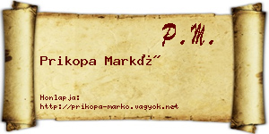 Prikopa Markó névjegykártya